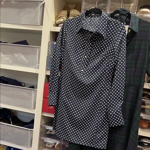 Zara Navy Polka Dot Blouse